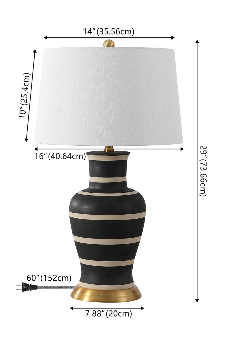 JONATHAN Y Julian Traditional Classic Ceramic Urn LED Table Lamp, Alternate, color, Black/Beige