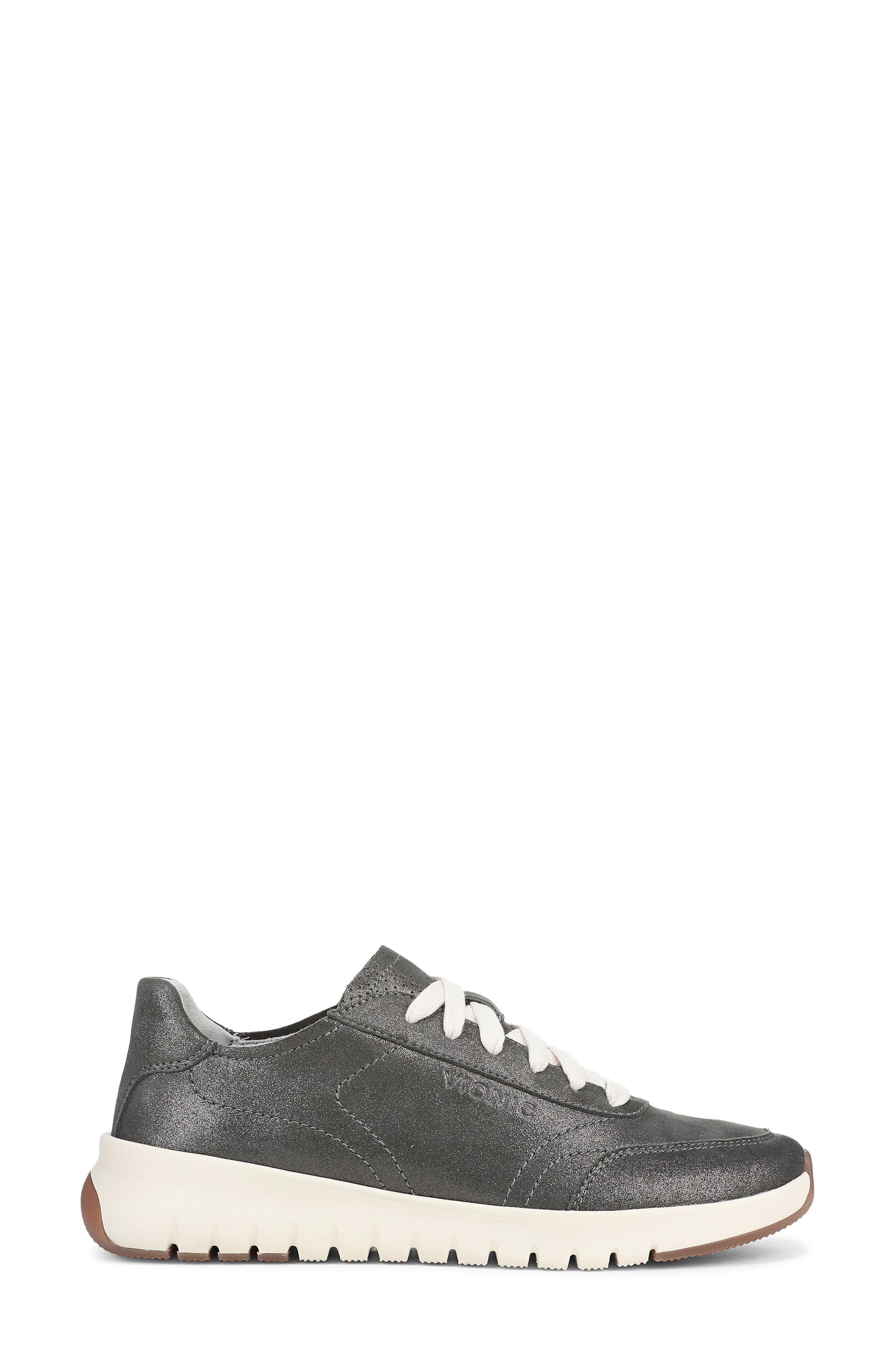 Vionic Uptown Metallic Suede Sneaker, Alternate, color, Polluted Silver
