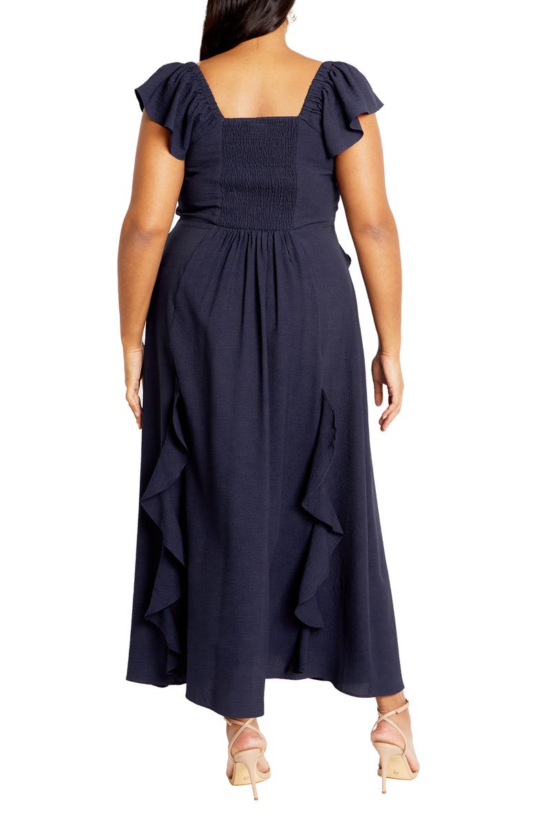 City Chic Frill Ruffle Maxi Dress, Alternate, color, Navy