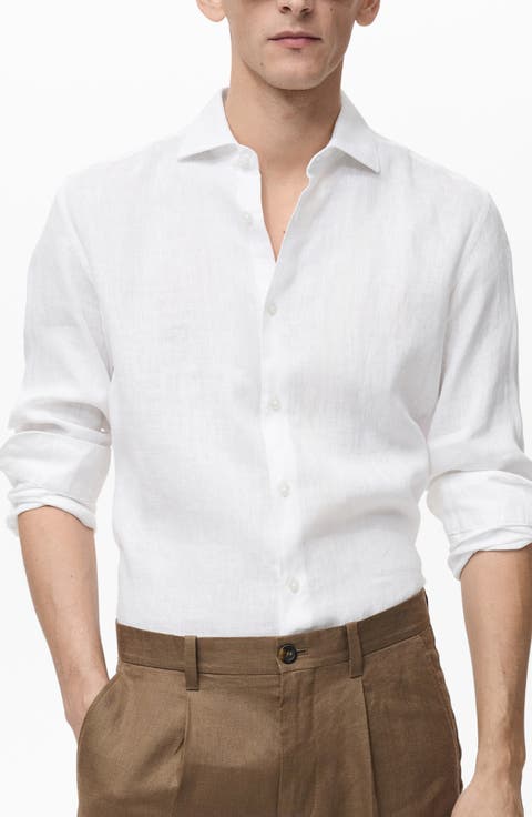 Slim Fit Linen Button-Up Shirt