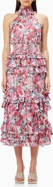 Elliatt Dunmore Floral Tiered Georgette Cocktail Dress