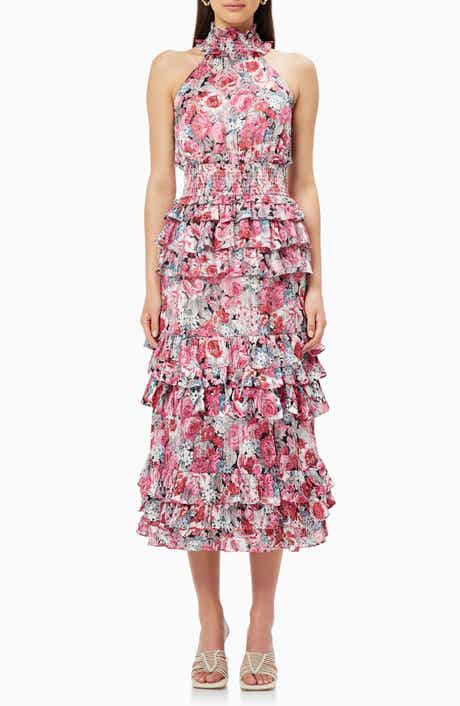 Elliatt Dunmore Floral Tiered Georgette Cocktail Dress