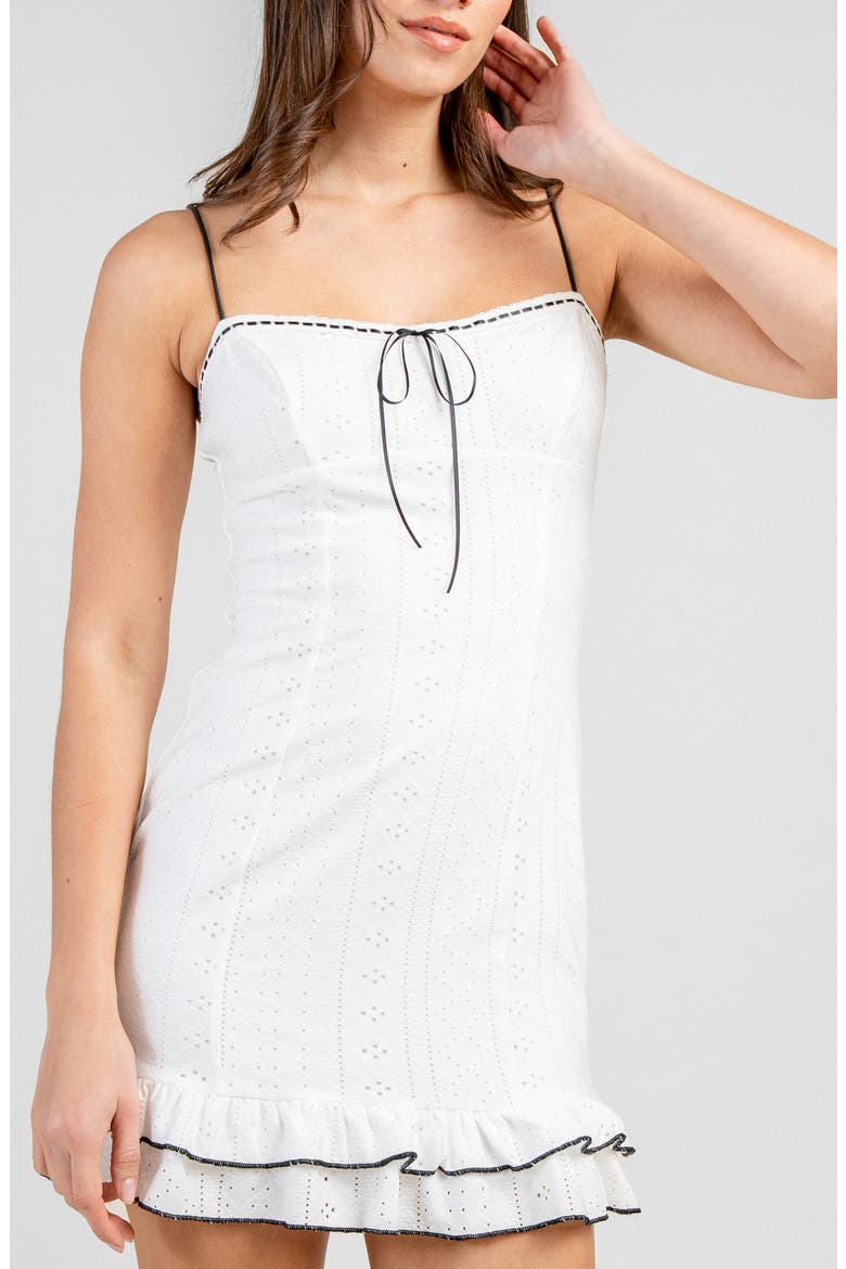 Eyelet Ruffled Minidress, Alternate, color, CREAM