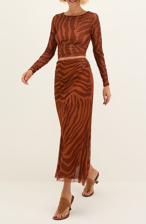 Vix Paula Hermanny Sundown Mira Long Sleeve Crop Cover-up Top In Brown