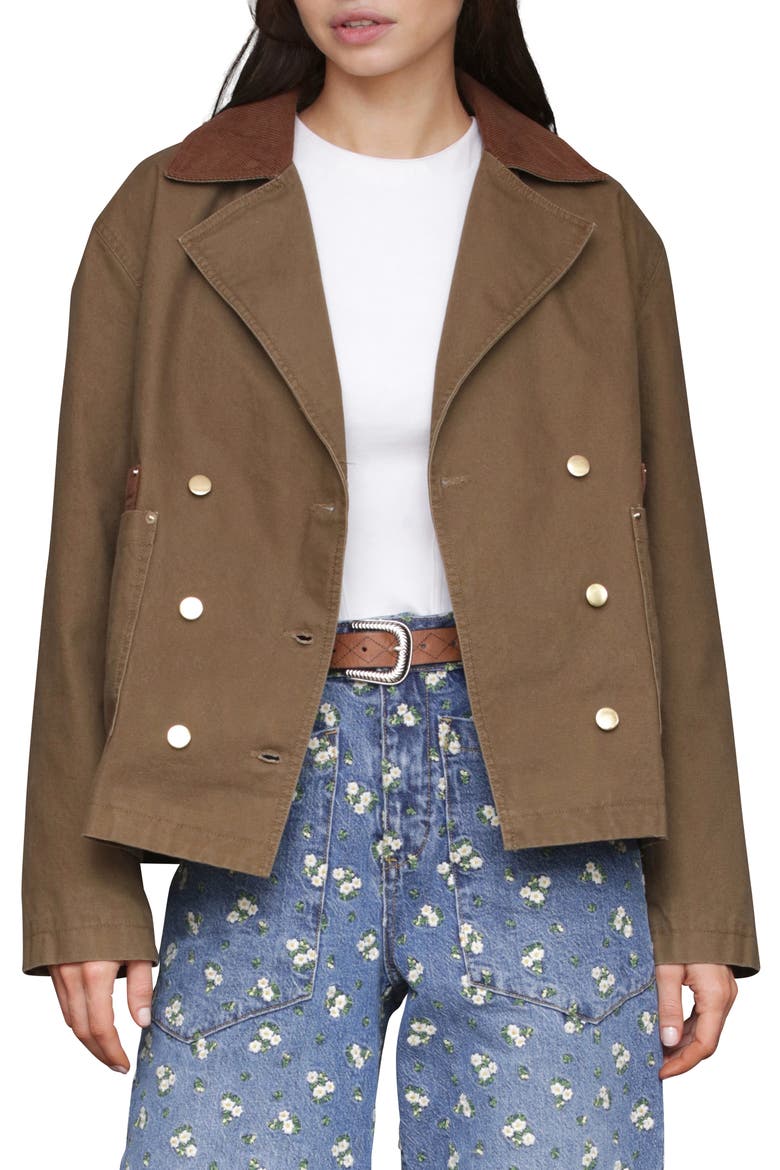 Cotton Twill Heritage Peacoat, Main, color, THYME