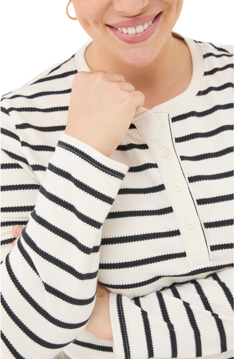 FatFace Women's Plus Size Hettie Stripe Henley Top, Alternate, color, 