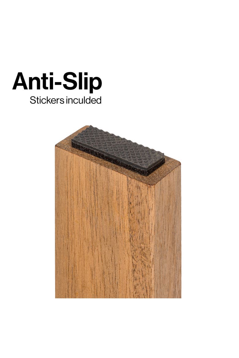 Saru Minimalist Solid Acacia Wood Shower Foot Rest for Shaving Legs, Water-Resistant Slanted Spa Stool for Inside Shower, Alternate, color, Light Teak