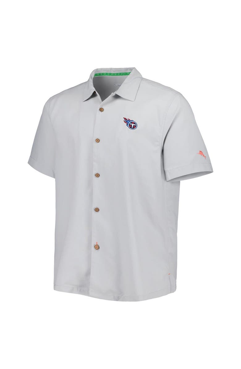 Tommy Bahama Men's Tommy Bahama Gray Tennessee Titans Coconut Point Frondly Fan Camp IslandZone Button-Up Shirt, Alternate, color, 