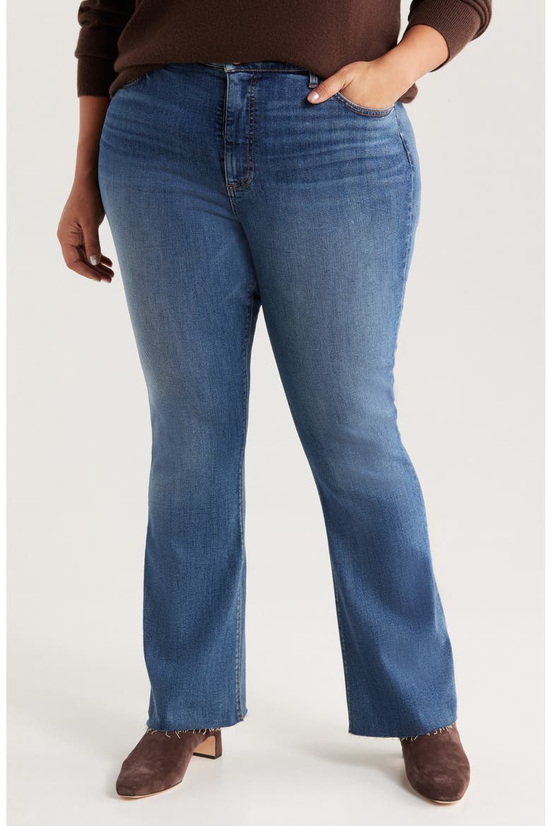Stella Fab Ab Raw Hem High Waist Flare Jeans, Main, color, JOY