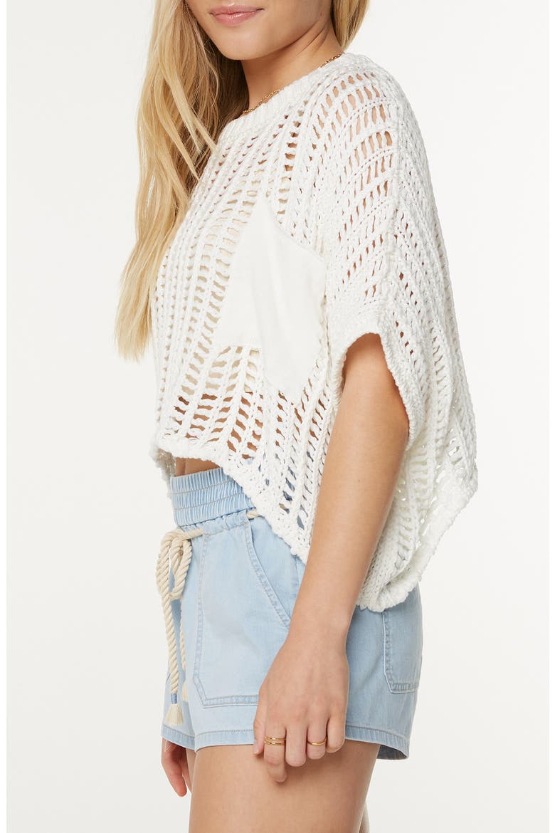 Lost At Sea Open Stitch Crop Sweater, Alternate, color, EGRET SOLID