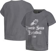THE WILD COLLECTIVE Women's The Wild Collective Gray Phoenix Suns Embroidered Fleece Raglan Short Sleeve Pullover Sweatshirt