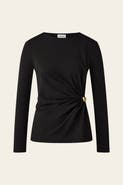 Malina Mailey Jersey Brooch Long Sleeve Top