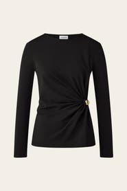 Malina Mailey Jersey Brooch Long Sleeve Top