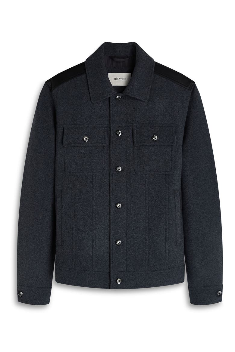 Hybrid Melton & Wool Trucker Jacket, Alternate, color, ANTHRACITE