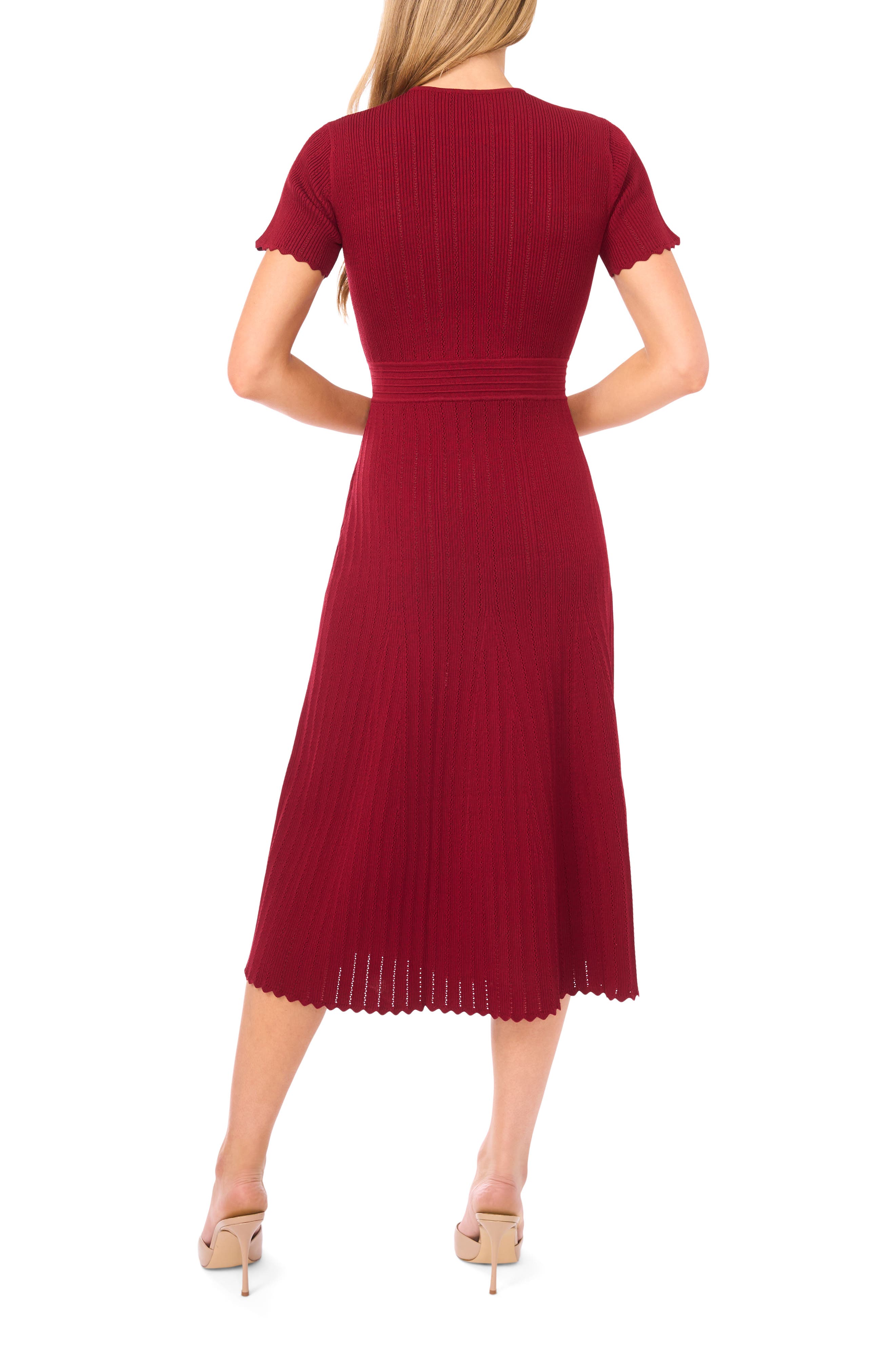 Pointelle Short Sleeve Midi Dress - image 4