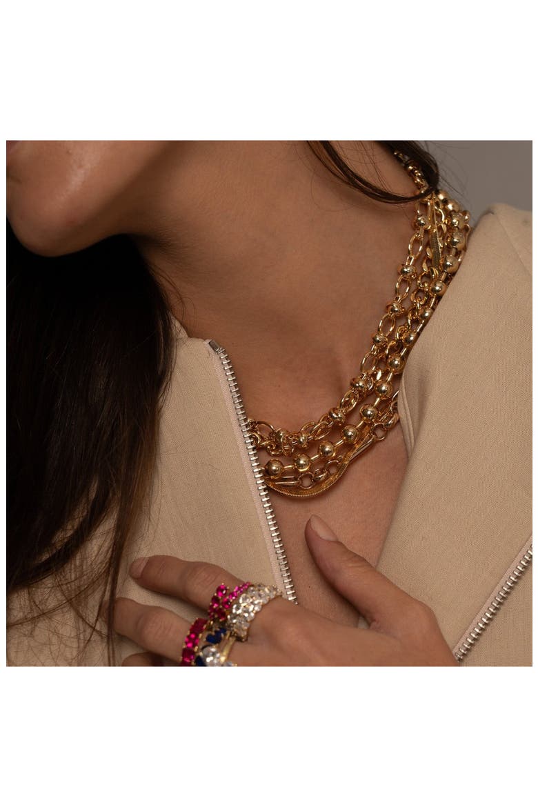 Oval Link Knotted Chain Necklace, Alternate, color, GOLD