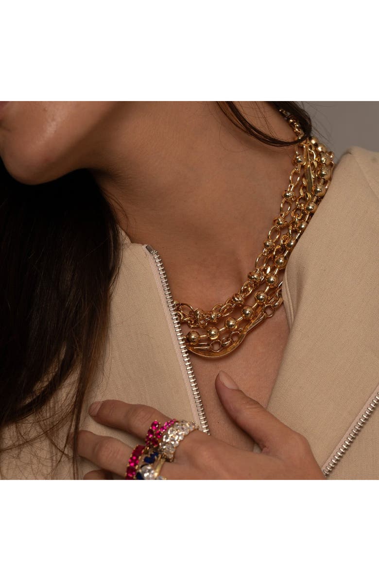 SHYMI Oval Link Knotted Chain Necklace, Alternate, color, Gold