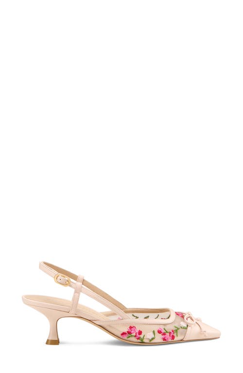 Stuart Weitzman Kitty Floral Embroidery Pointed Toe Pump