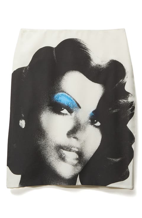 Print Silk Poplin Skirt