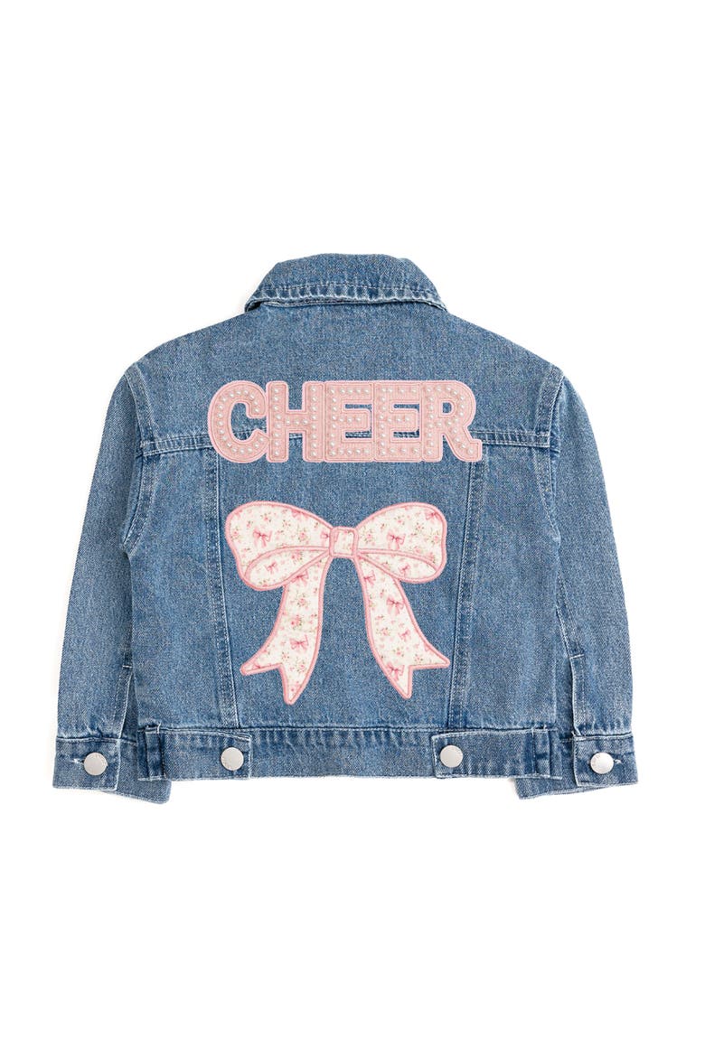 Cheer Bow Patch Denim Jacket, Main, color, Denim