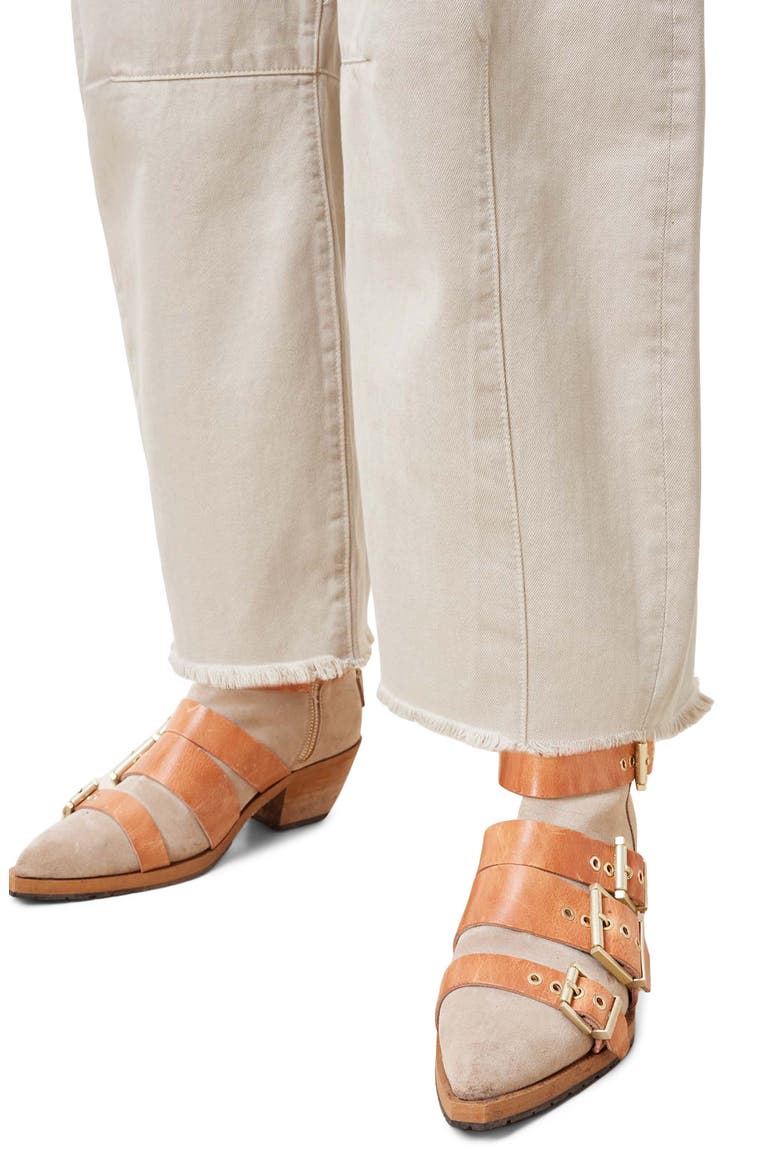 Jett Frayed Hem Loose Barrel Jeans, Alternate, color, CREAM WHITE