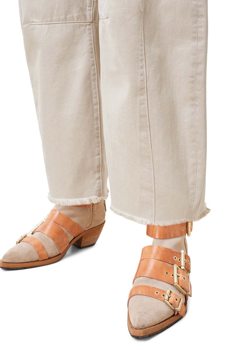 AllSaints Jett Frayed Hem Loose Barrel Jeans, Alternate, color, Cream White