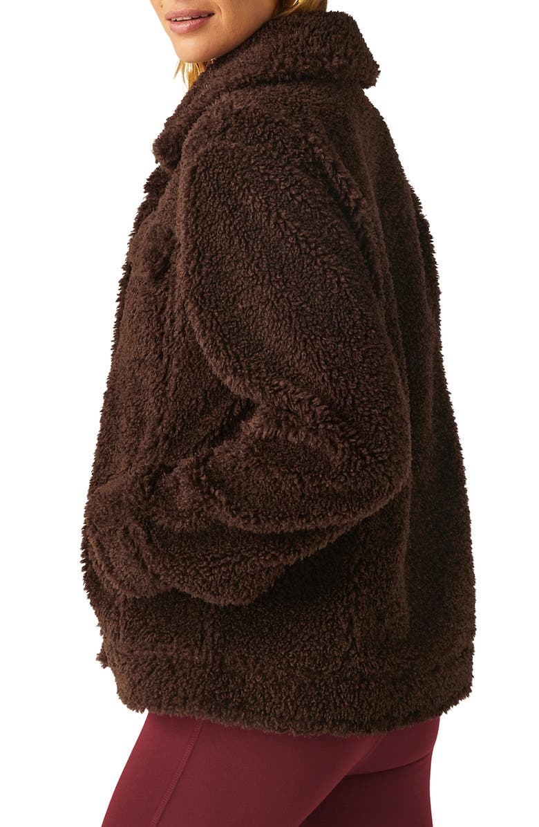 Beyond Yoga Rider Oversize Faux Shearling Shacket, Alternate, color, Espresso