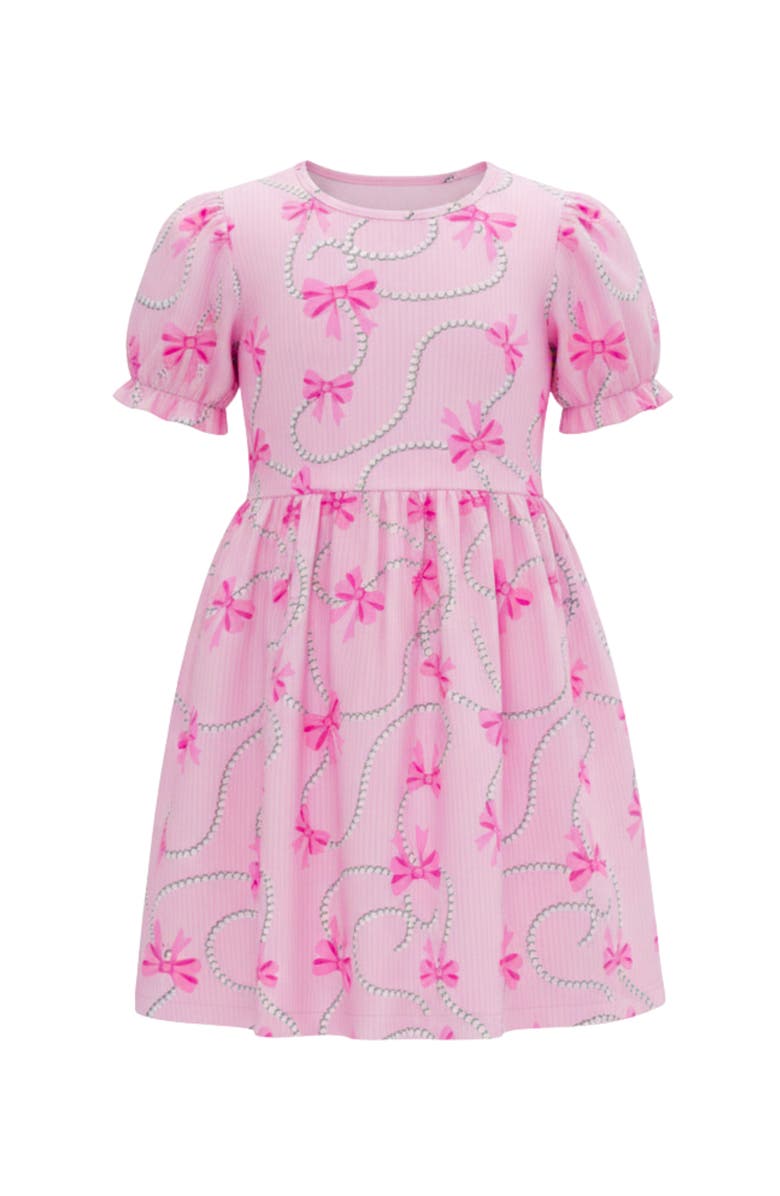 Mia Belle Girls Bow Bliss Puff Sleeve Dress, Main, color, Pink