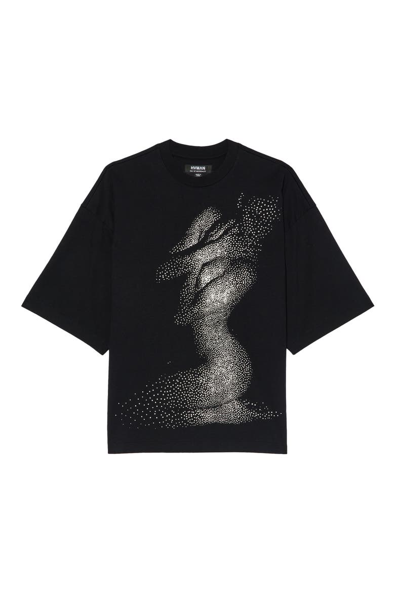 Imitation Pearl Embellished Beauty Graphic T-Shirt, Alternate, color, BLACK
