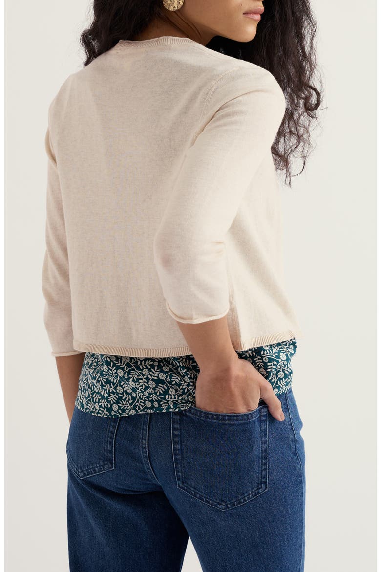 Vanessa Open Front Organic Cotton Crop Cardigan, Alternate, color, KNIT MELANGE CHALK