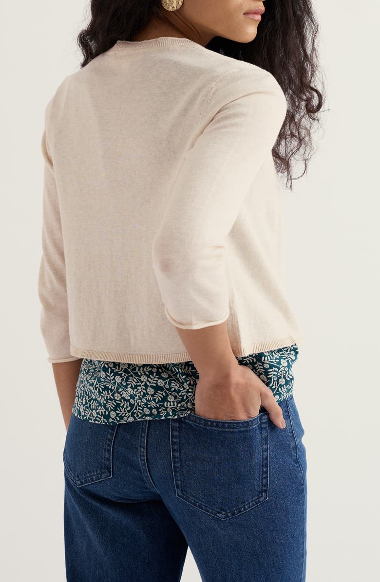 Seasalt Cornwall Vanessa Open Front Organic Cotton Crop Cardigan, Alternate, color, Knit Melange Chalk