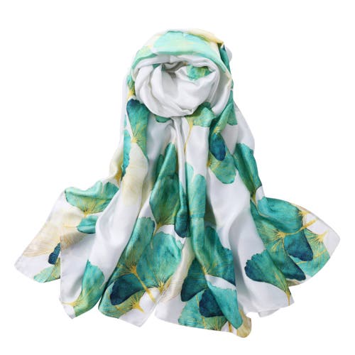 Youzey Clover Green & White Lightweight Scarf In Multi