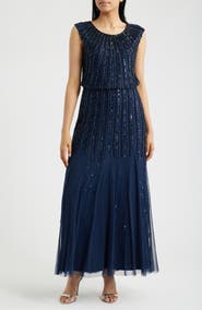 Pisarro Nights Beaded Blouson Gown