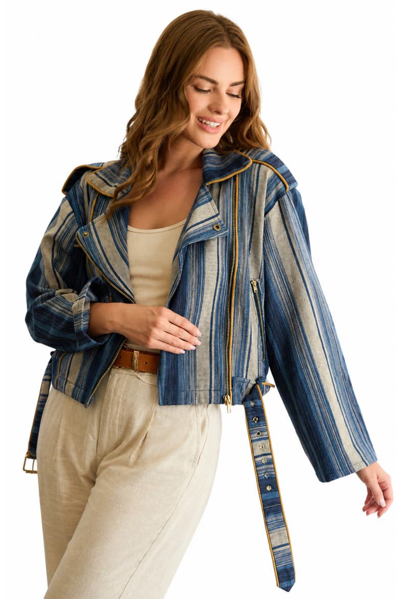 Striped Denim Jacket, Alternate, color, BLUE