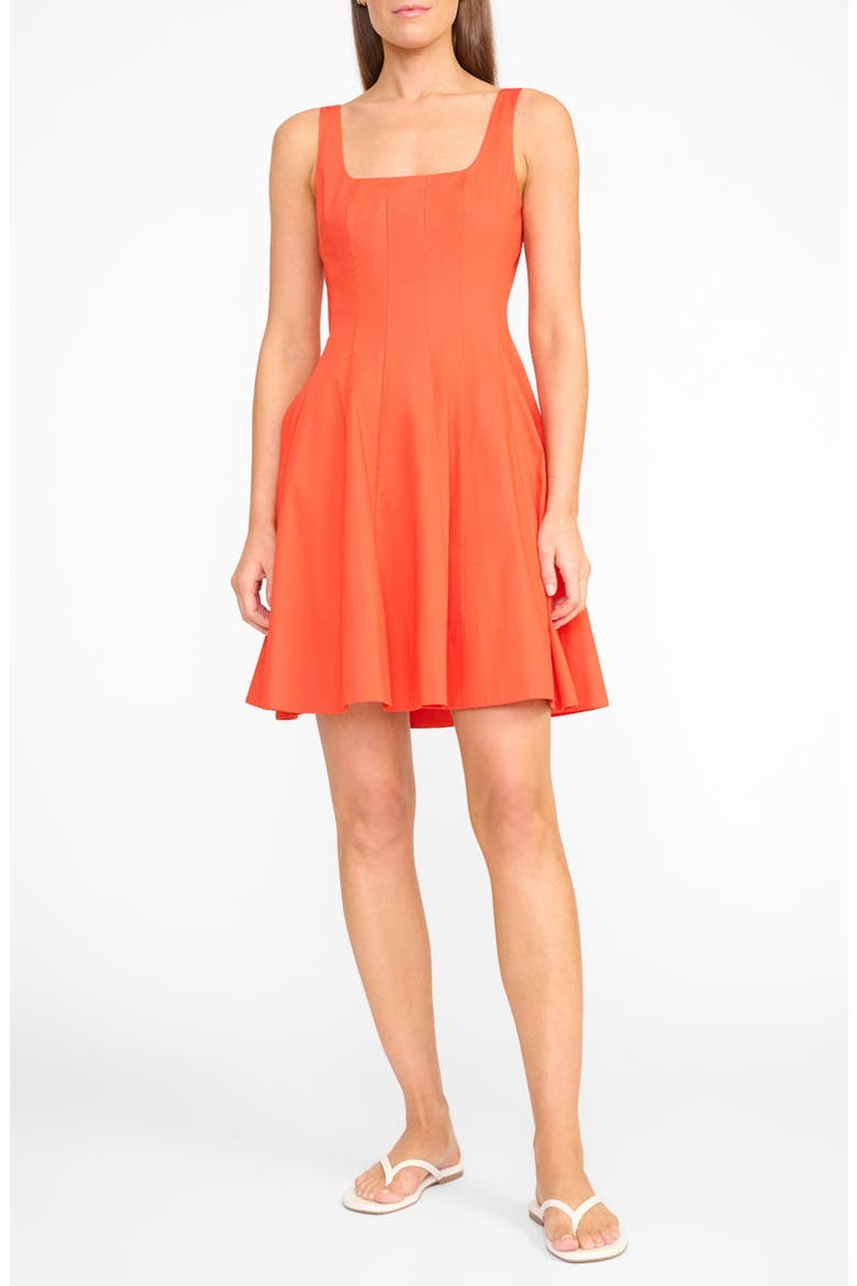 Wells Seamed Stretch Cotton Minidress, Alternate, color, CAYENNE