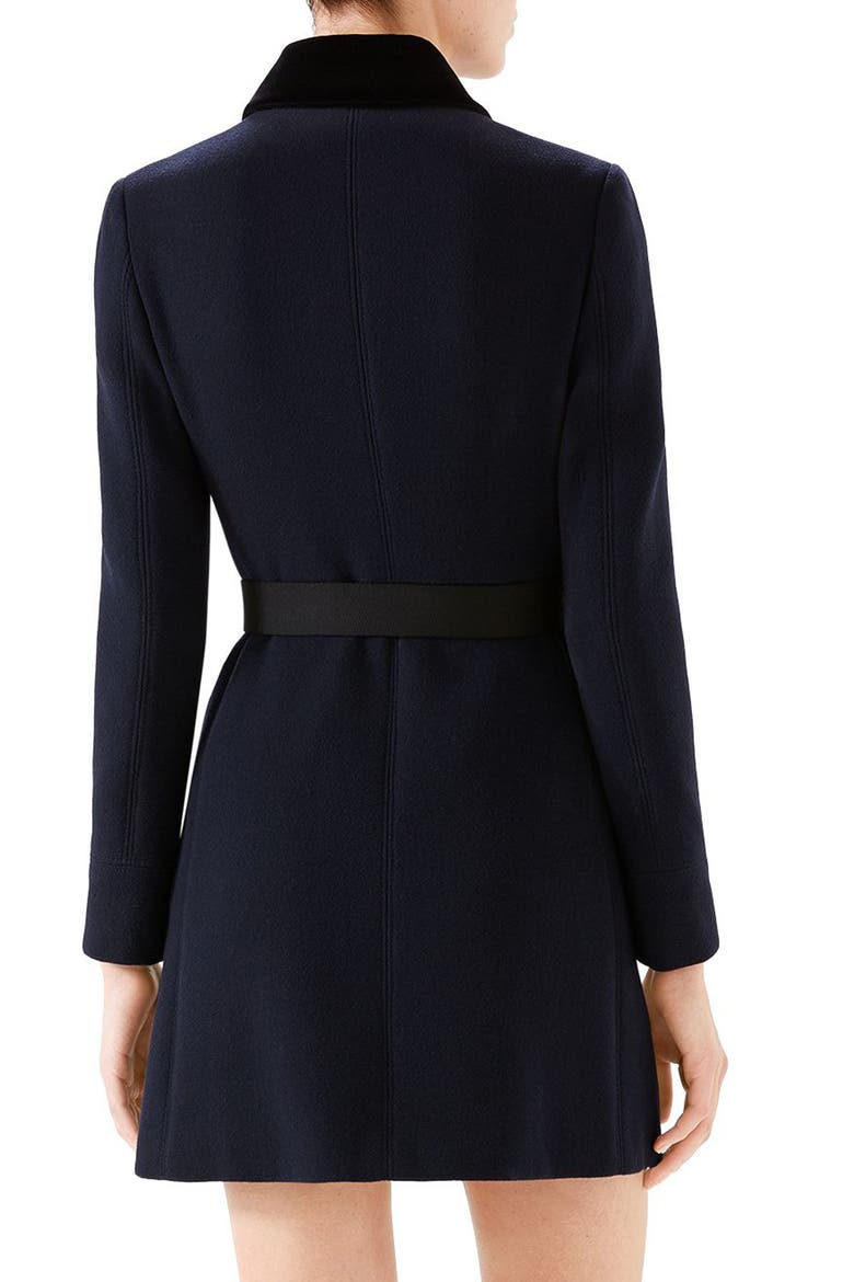 GG Belt Velvet Trim Coat, Alternate, color, INK