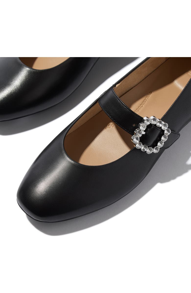 FitFlop Delicato Crystal-Buckle Leather Mary Janes, Alternate, color, Black