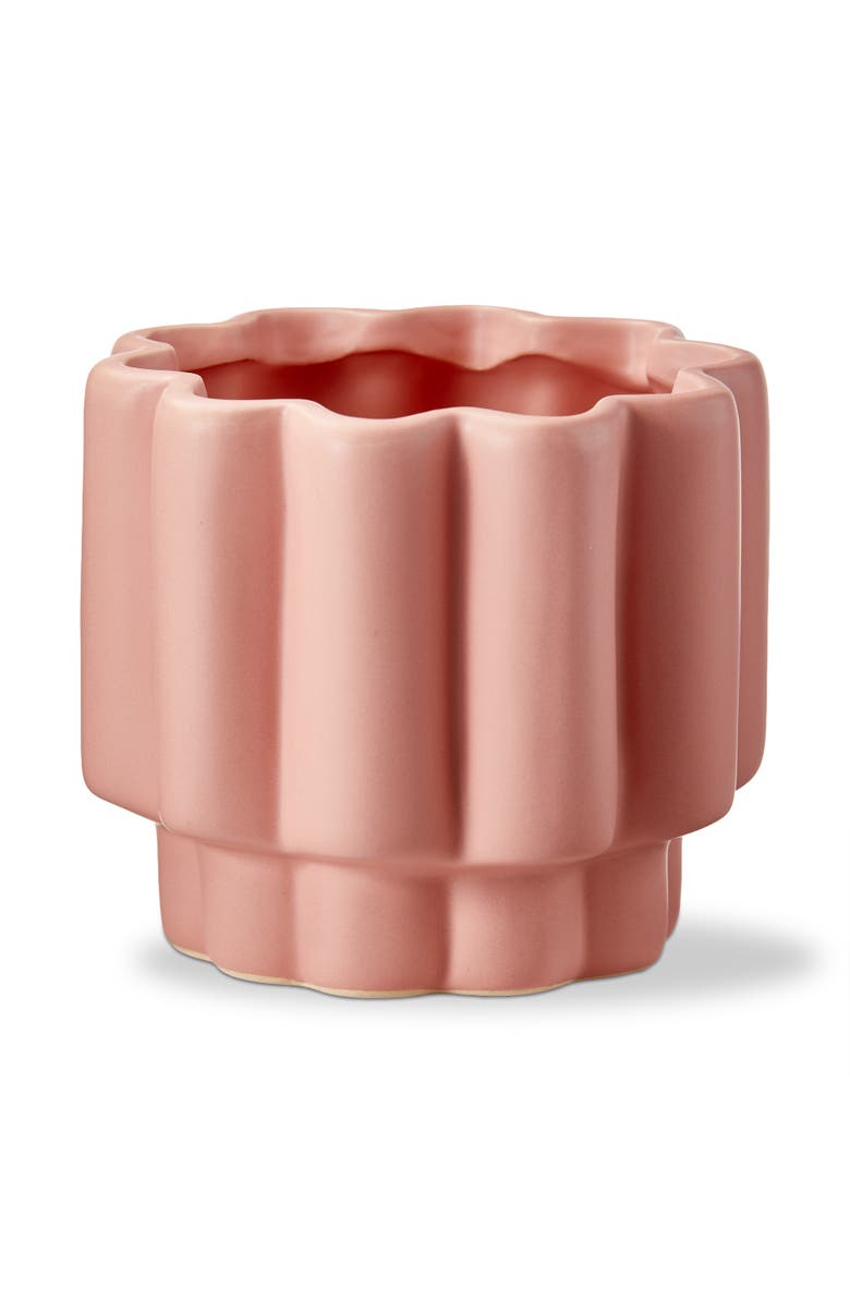 tag Pink Scallop Short Stoneware Planter with Silicone Plug 5.04x4.92x5.04 in, Main, color, Pink