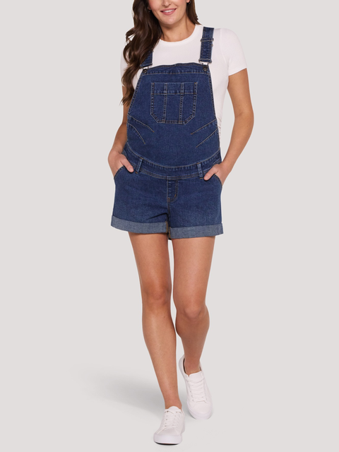 Stretch Waist Short Maternity Overalls