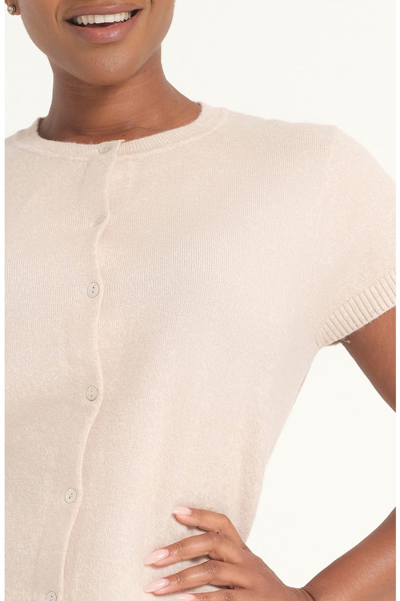 Airlie Short Sleeve Cardigan, Alternate, color, CREAM MARLE