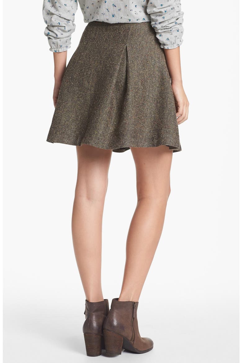 Hinge® Metallic Tweed Skater Skirt, Alternate, color, GREEN COMBO