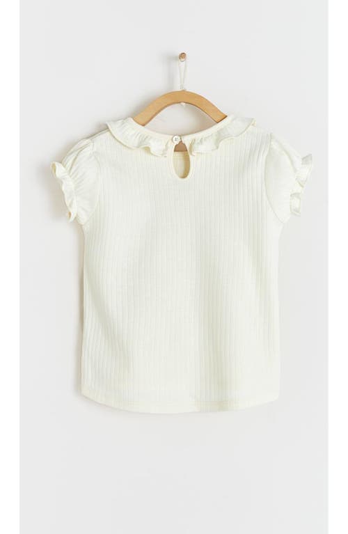 Shop Babycottons Essentials Ruffle Short Sleeve Top In Off White