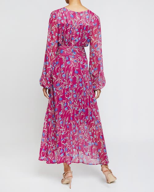 Santorelli Aubree Floral-print Georgette Midi Dress In Dark Magenta