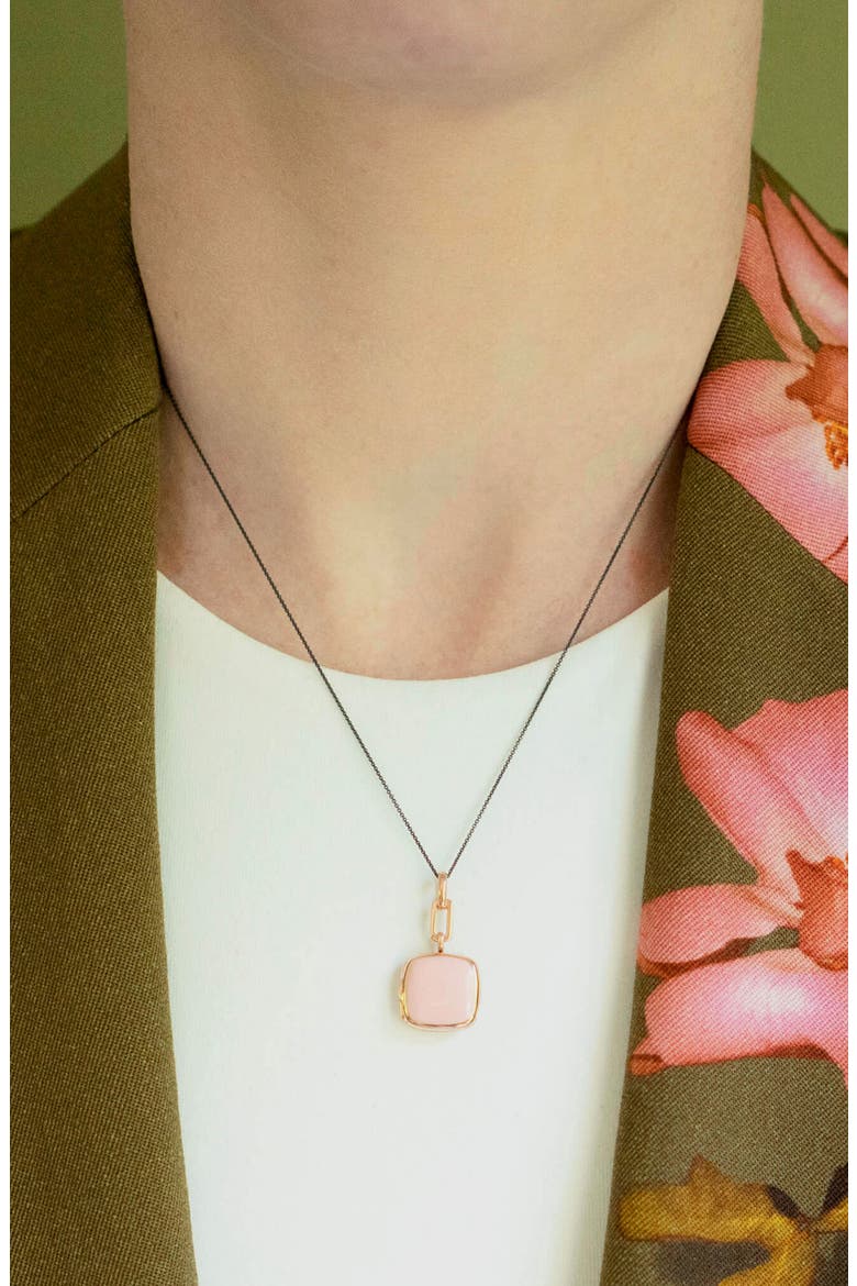Enamel Cushion Locket Necklace, Alternate, color, Rose Gold / Pink
