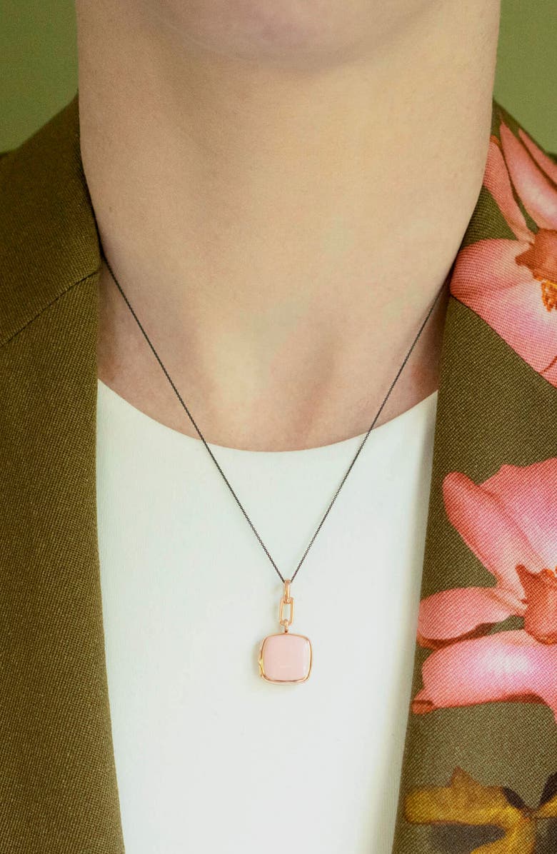 Monica Rich Kosann Enamel Cushion Locket Necklace, Alternate, color, Gold/ Pink