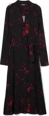 Desigual Scribble Print Long Sleeve Shirtdress