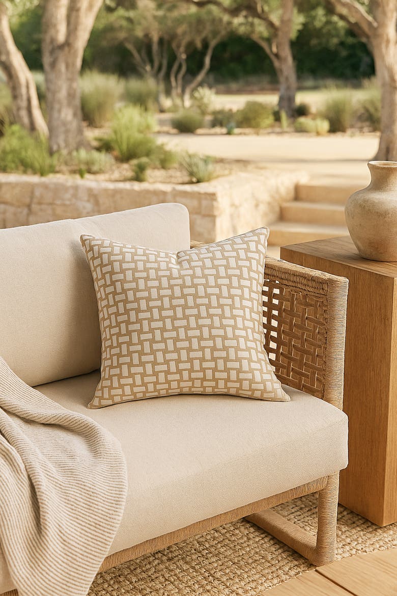 Ocean Lattice Pillow, Alternate, color, Rustic Beige