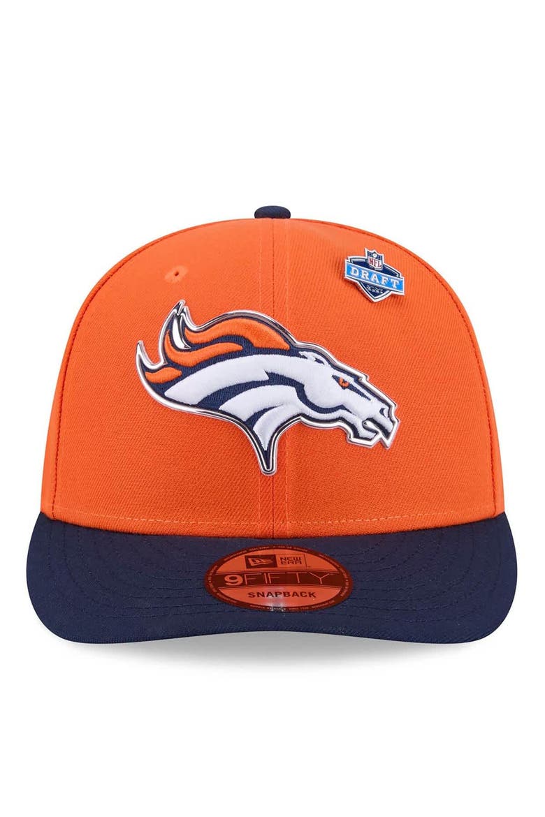 Men's New Era  Orange/Navy Denver Broncos 2026 NFL Draft On Stage Pre-Curved 9FIFTY Snapback Hat, Alternate, color, Orange