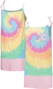 REFRIED APPAREL Women's Refried Apparel White Chicago Cubs Tie-Dye Tank Dress