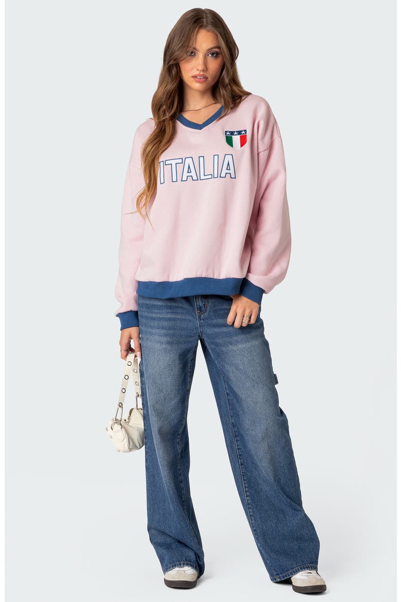 Italy Oversize Sweatshirt, Alternate, color, LIGHT-PINK